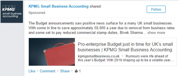 Aviso de contabilidad para pequeñas empresas de KPMG