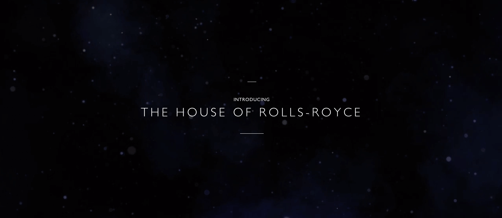 Página de inicio del sitio web de Rolls Royce con fondo negro