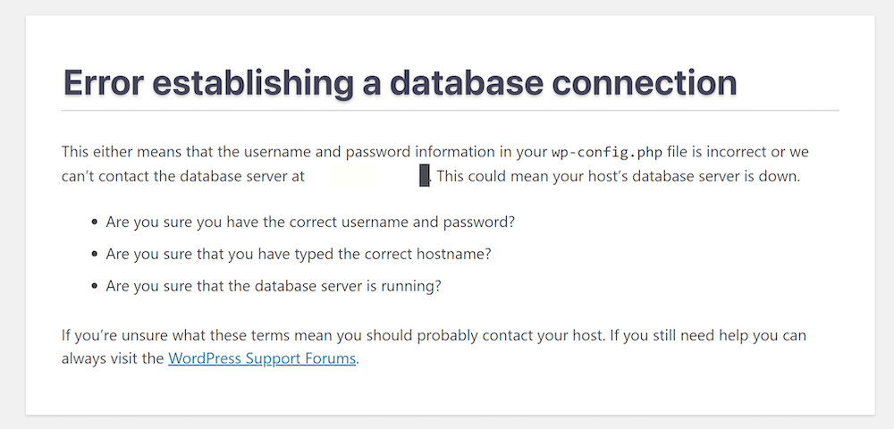 Error al establecer conexión con la base de datos.