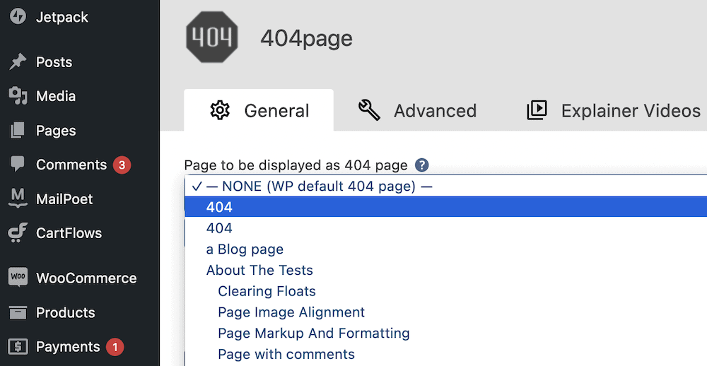 Elija una página 404 a la página 404.