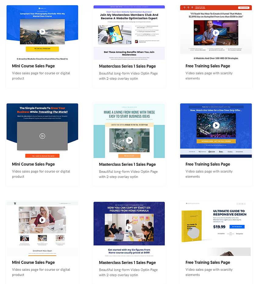 Ejemplos de plantillas de páginas de ventas de OptimizePress