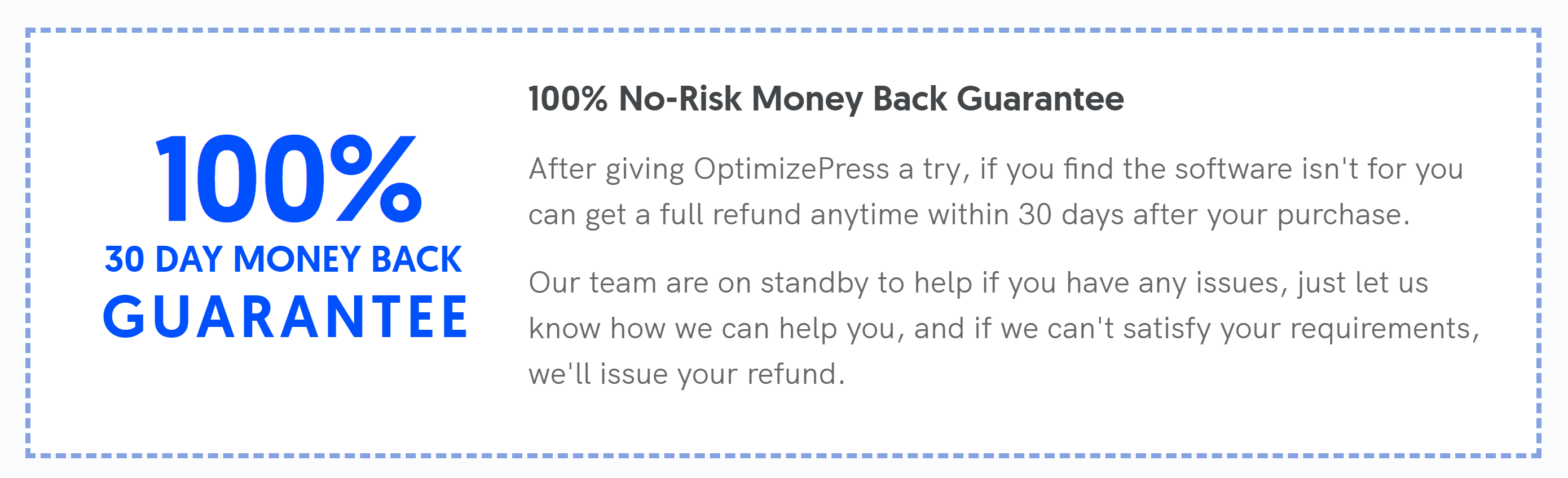 Garantía de devolución de dinero de OptimizePress