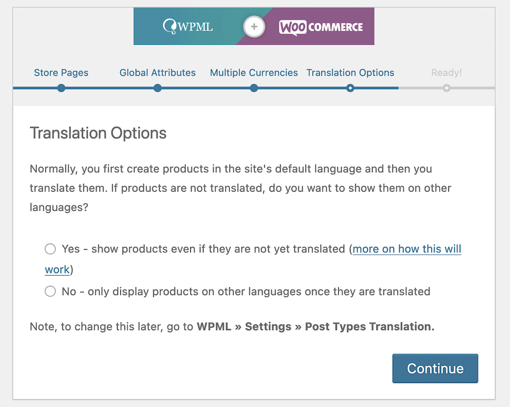 Pase las opciones de traducción.