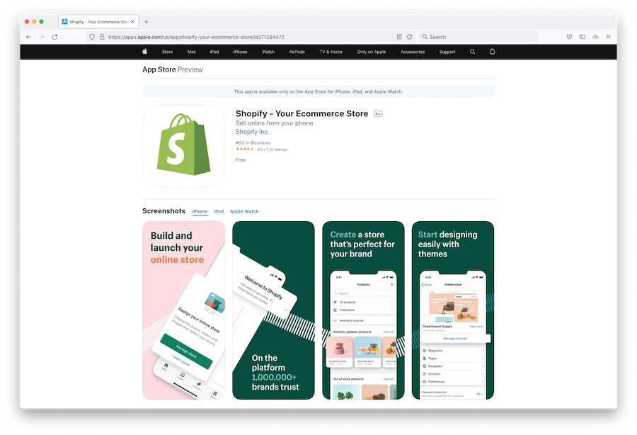 Aplicación móvil de Shopify (iOS)