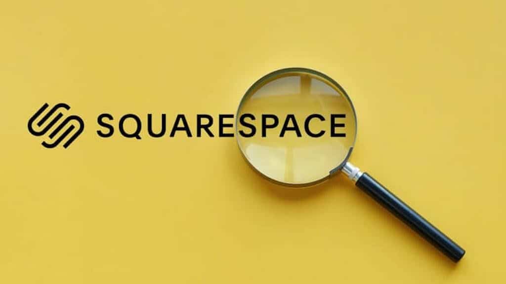 Squarespace SEO (la imagen del logotipo de Squarespace junto a una lupa).