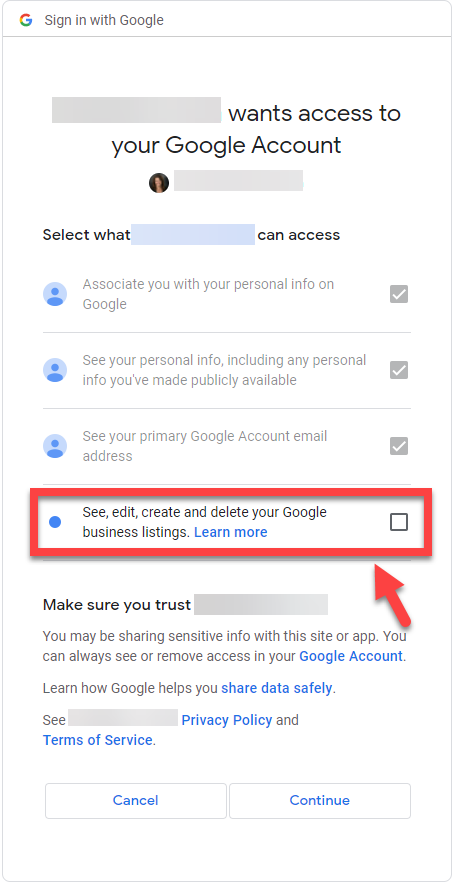 Otorga acceso a herramientas de terceros a tu perfil comercial de Google