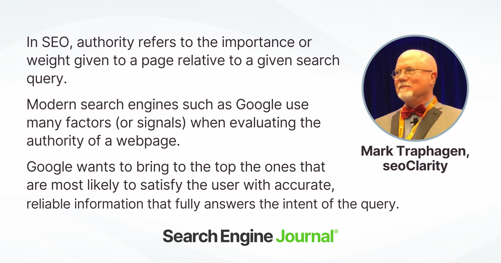 Mark Traphagen sobre cómo los motores de búsqueda evalúan la autoridad.