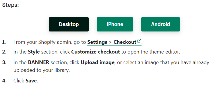 Instrucciones paso a paso de Shopify para configurar el pago para computadoras de escritorio, iPhone y Android