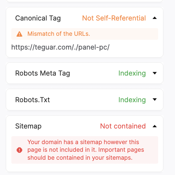 captura de pantalla de auditoría del sitio con etiquetas canónicas en SearchAtlas