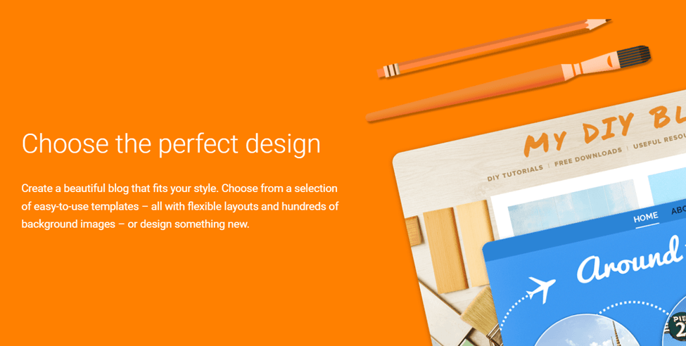 Landing page del blogger con el título que dice "Elige el diseño perfecto"