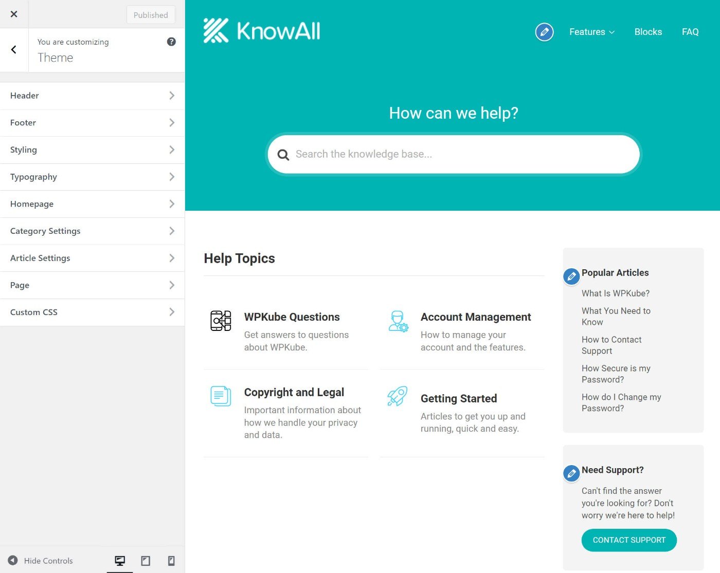 Revise las opciones de personalización del tema KnowAll