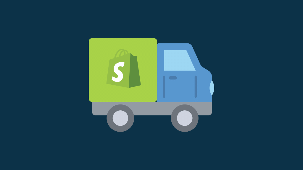 El enfoque de Shopify para el dropshipping (una imagen de un camión con el logotipo de Shopify).