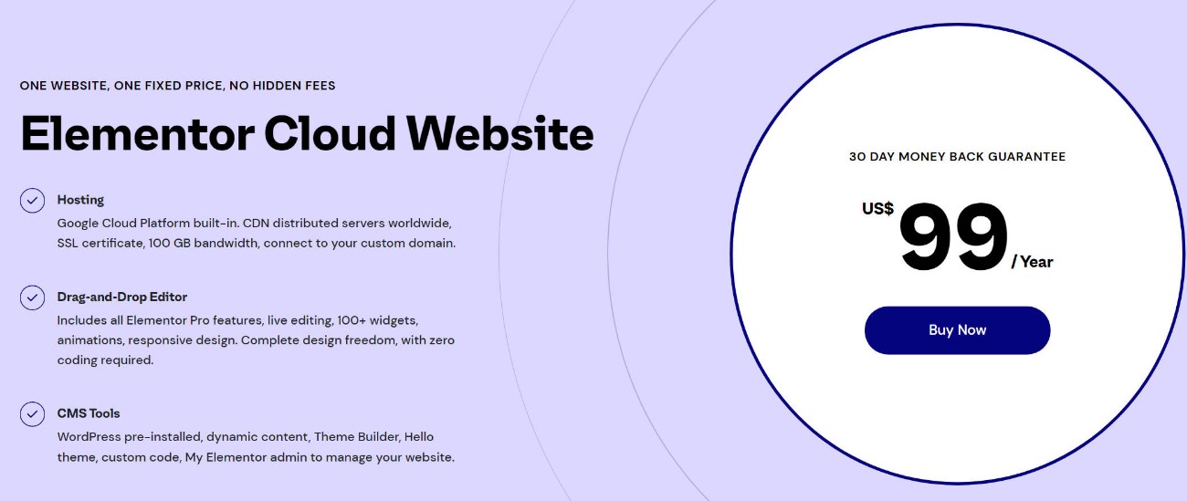 Precios del sitio web de Elementor Cloud