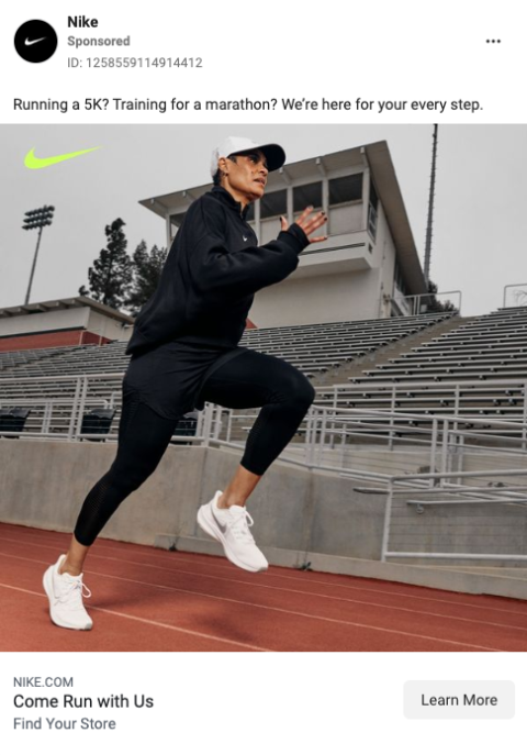 Anuncio de Facebook de Nike