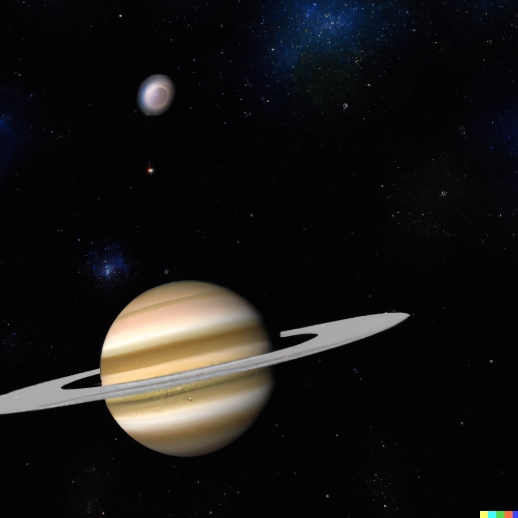 Una foto tomada en el espacio con todo el planeta Saturno en el lado izquierdo de la foto y algunas estrellas en la distancia.