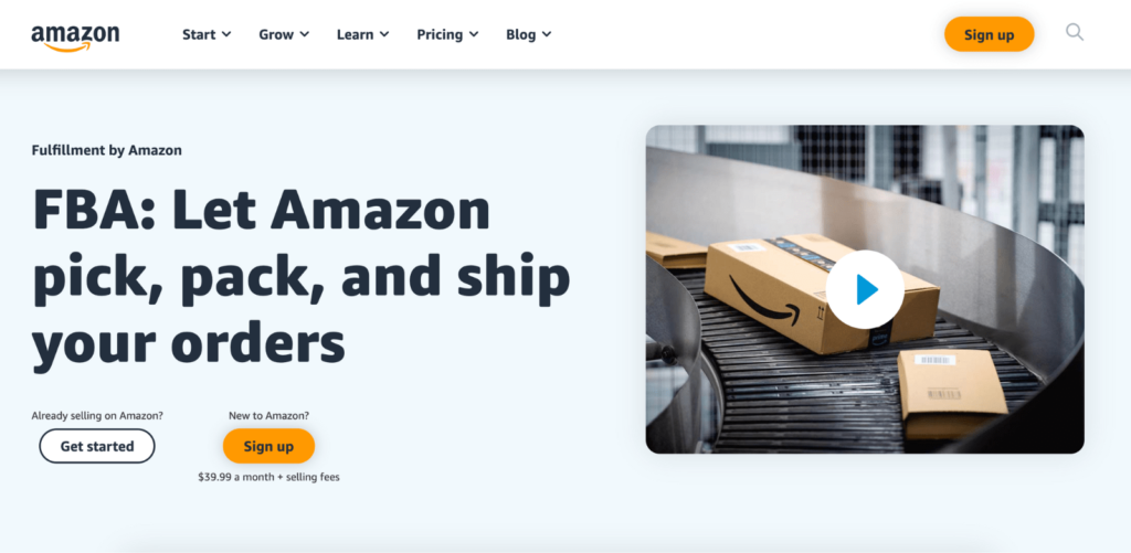 Página de destino de Amazon Logística de Amazon