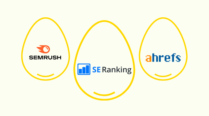 El mejor rastreador clasifica los Golden Eggs con logotipos de las clasificaciones SE, Semrush y Ahrefs