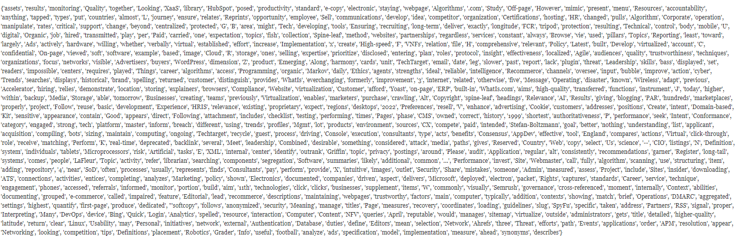 Compare las diferencias de vocabulario entre la clasificación de páginas web SERP con Python
