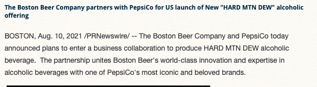 Anuncio de un nuevo producto de Boston Brewing Company