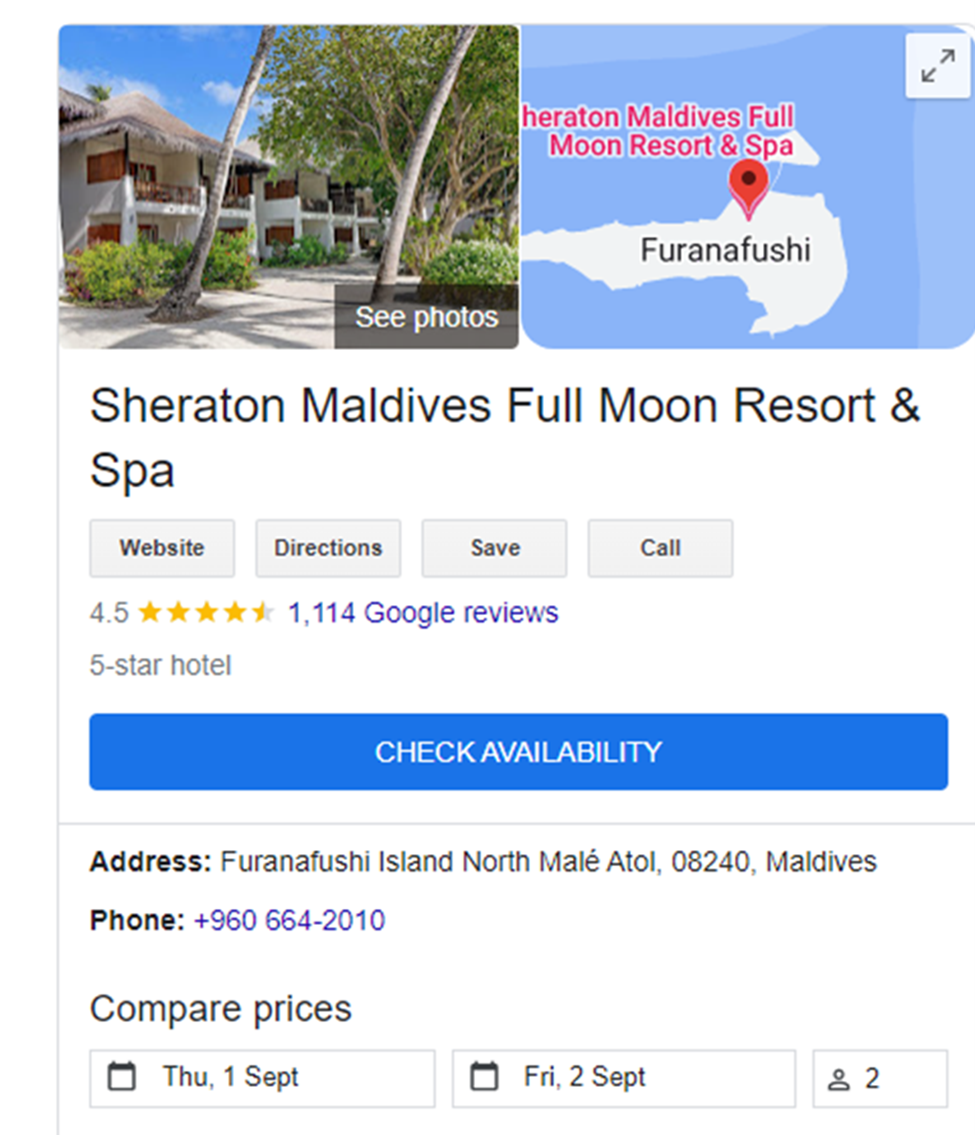 Directorio de Sheraton Maldives Full Moon Resort & Spa en GBP