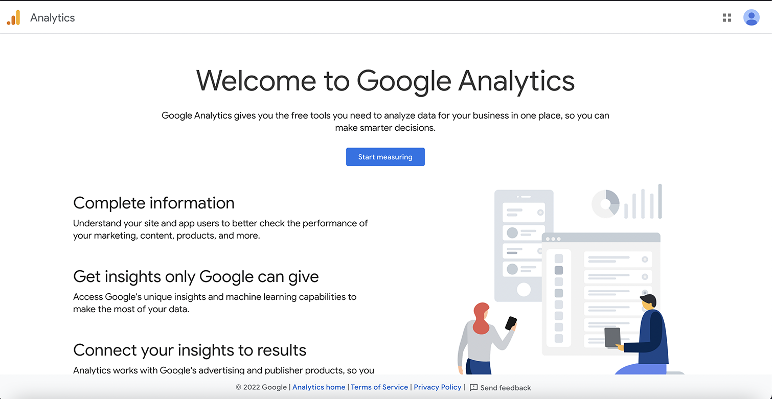 Bienvenido a la pantalla de Google Analytics