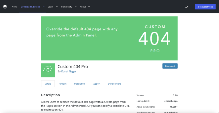 Complemento 404 Pro personalizado