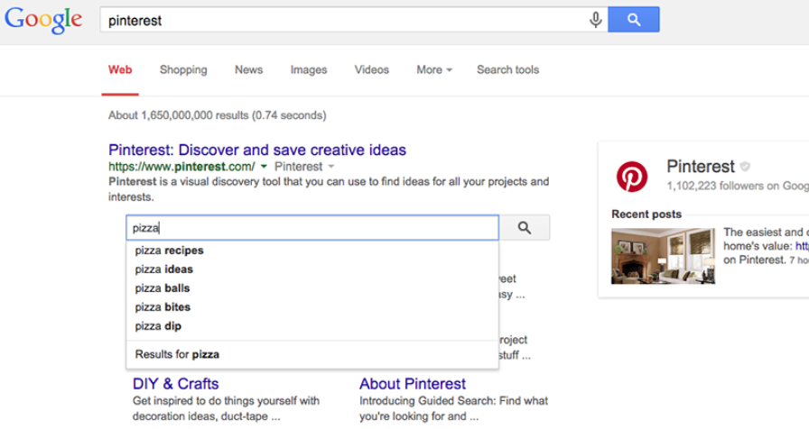 Captura de pantalla de un cuadro de búsqueda de enlace de sitio de ejemplo en las SERP de Google.