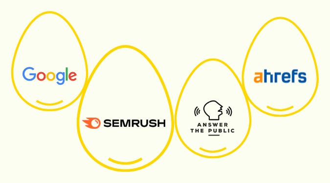Logotipos para Google, Semrush, AnswerThePublic y Ahrefs: las herramientas favoritas de CrazyEgg para mejorar las clasificaciones de SEO