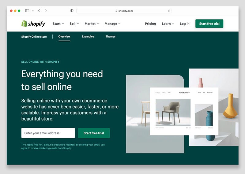 Shopify plataforma de comercio electrónico.