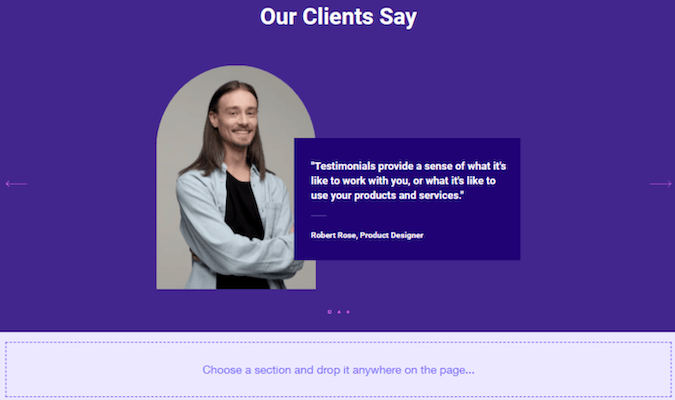 Captura de pantalla de un ejemplo de página web de Wix que muestra el contraste de color del texto con el cuerpo para que sea más fácil de leer.