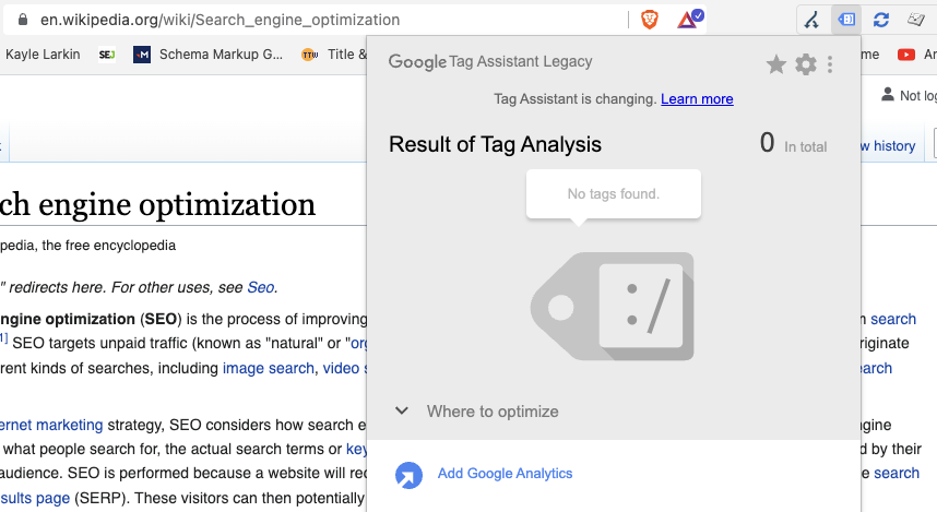 Wikipedia no utiliza el ejemplo de Google Analytics