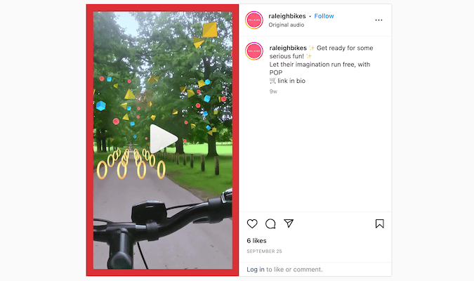 Captura de pantalla de una publicación de Instagram de raleighbikes.