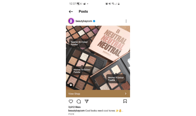 Captura de pantalla de una publicación de Instagram de beautybaycom.