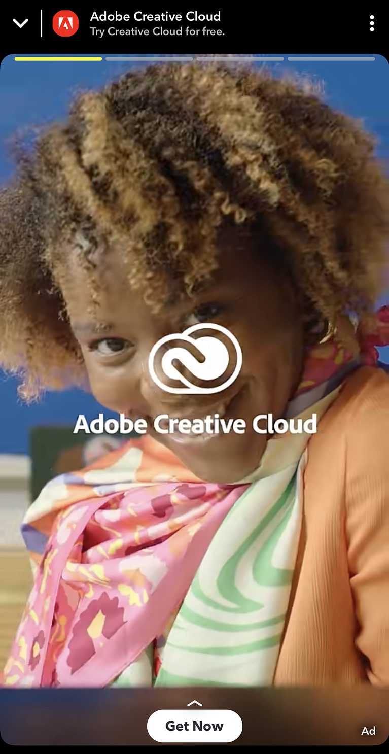 Ejemplo de anuncio de Snapchat de Adobe