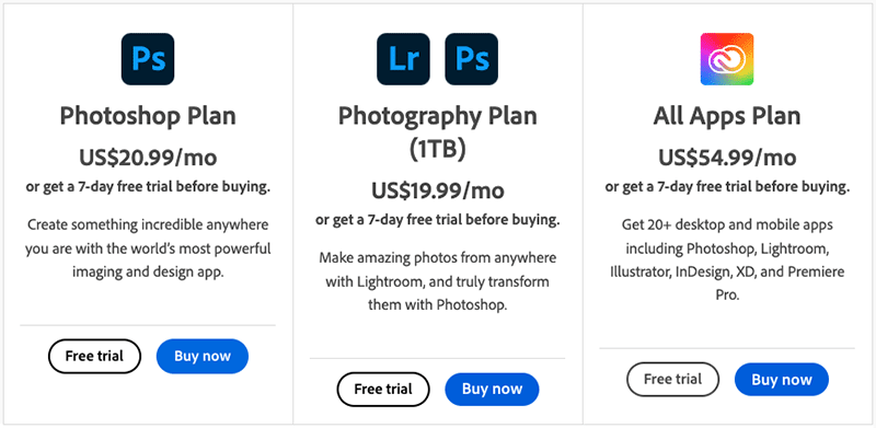 Planes de precios de Photoshop: en una disputa entre Canva y Photoshop, Canva generalmente sale más barato.