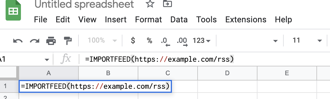 Importación de fuentes RSS en Hojas de cálculo de Google para Excel
