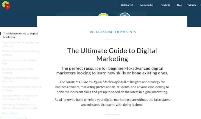 Comercializadora digital titulada "La guía definitiva para el marketing digital."
