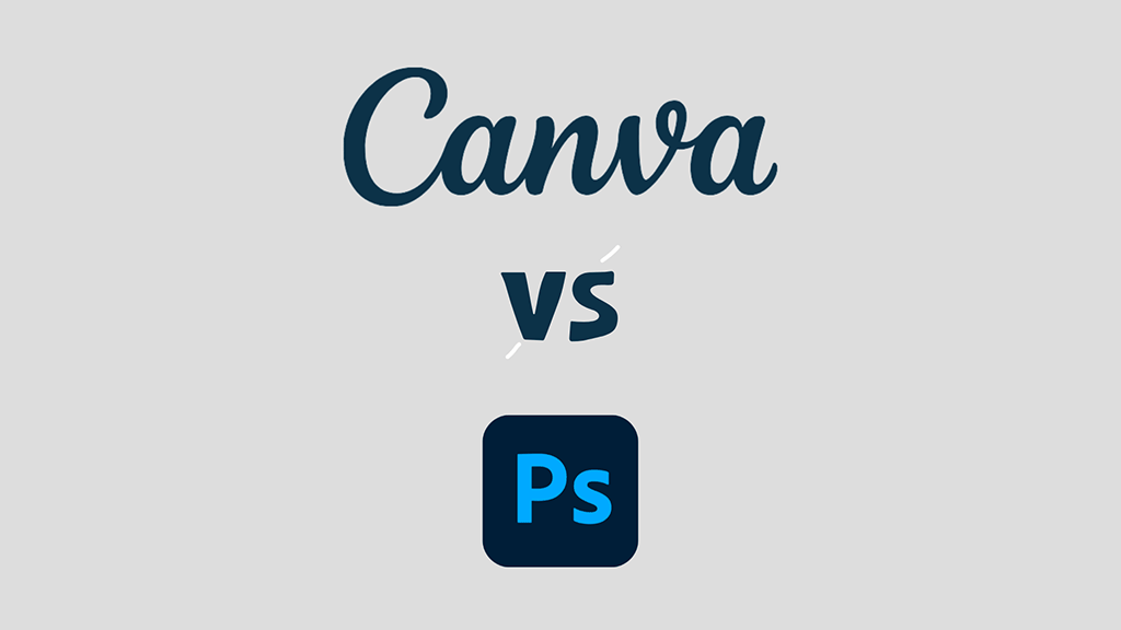 Canva vs Photoshop (los dos logotipos de la empresa uno al lado del otro)