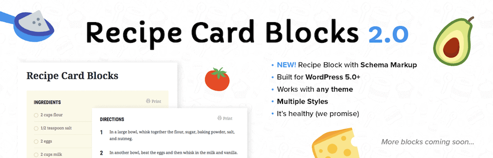 Complemento de bloques de tarjetas de recetas.