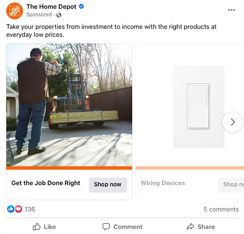 Publicaciones de Facebook de Home Depot