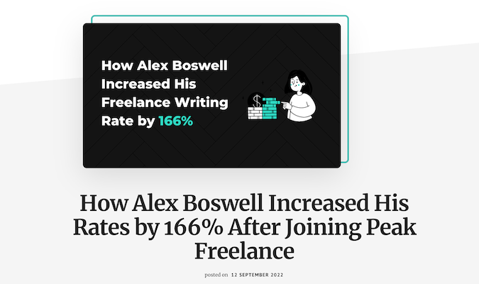 Captura de pantalla que muestra cómo Alex Boswell aumentó su tasa de escritura independiente en un 166 %.