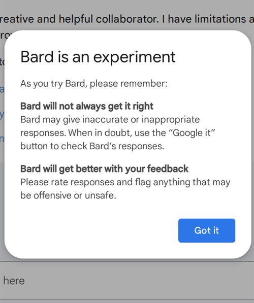 Google Bard es experimental