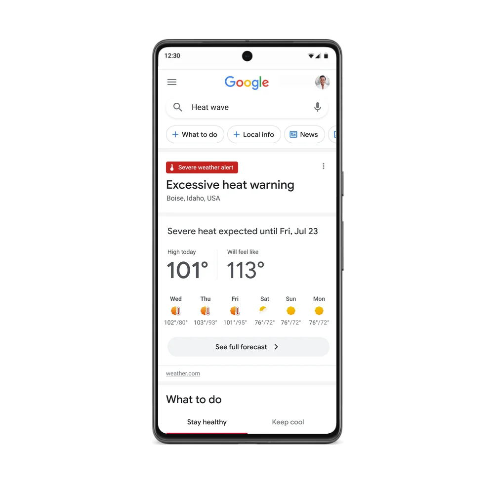 Nueva alerta de búsqueda de Google: Alertas de calor extremo