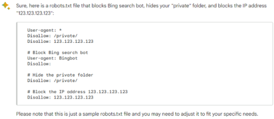 Robots.txt Bard Response #2