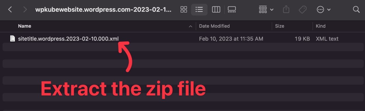 Extraiga el archivo zip de descarga