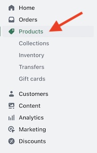 Acceder a productos desde el panel de control de Shopify