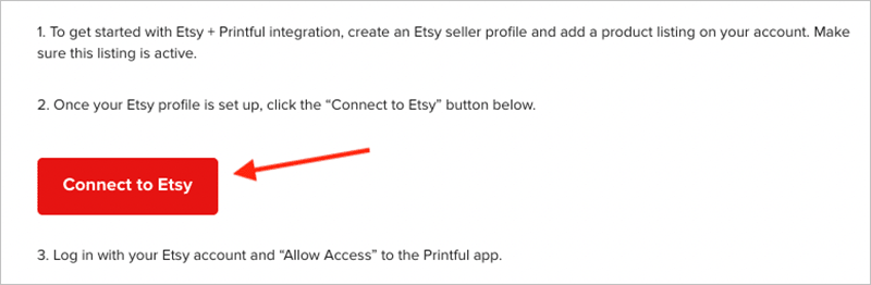 Conexión de Printful a Etsy en el backend de Printful.