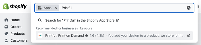 Cuadro de búsqueda de la tienda de aplicaciones de Shopify.