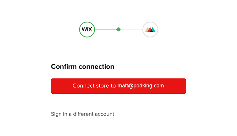 Confirmación de conexión de Wix en Printful,