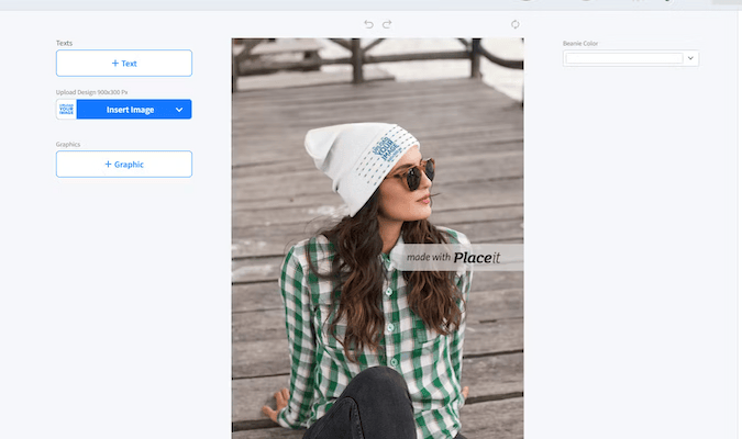 Herramienta de diseño Likeit con la imagen de una mujer con gorra. 